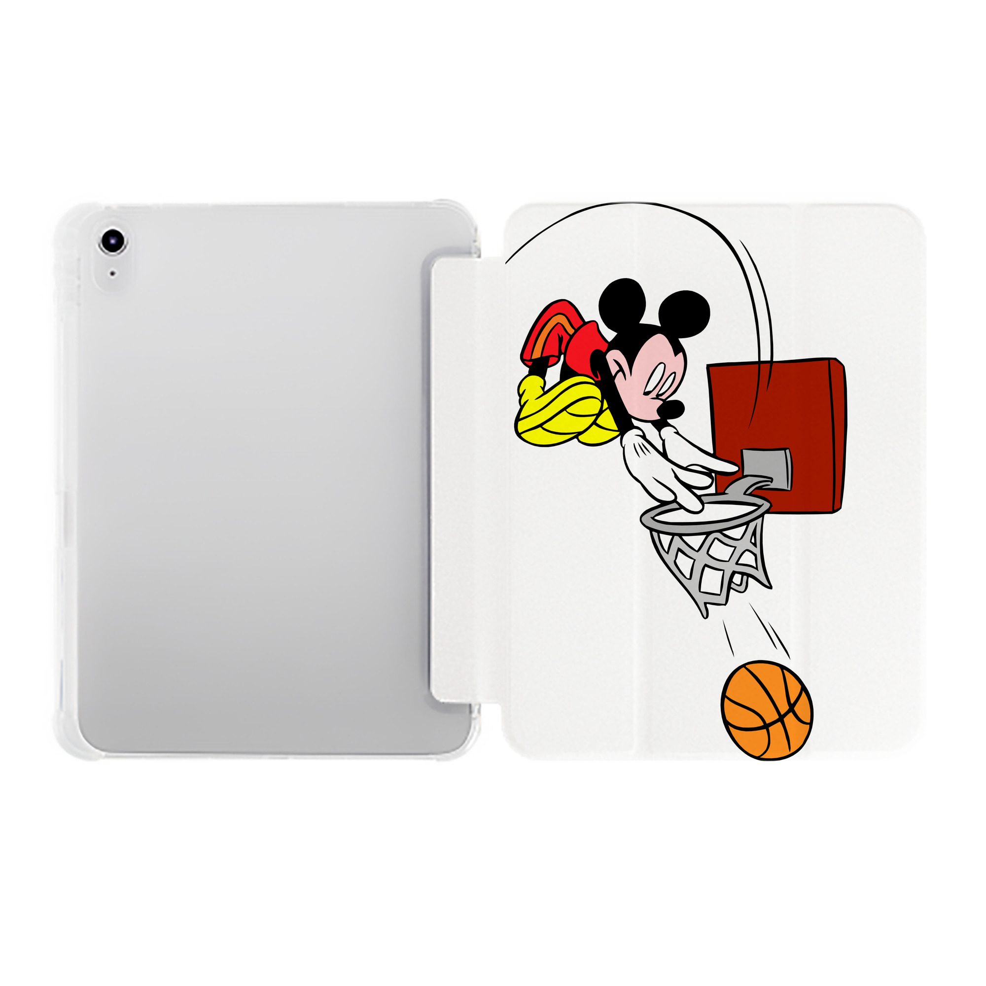 （画像用） ミッキーマウス Mickey Mouse IPad ケース ペン収納付き 三つ折りスタンド PUレザー×シリコン 対応機種9.5/10.5/10.9インチ